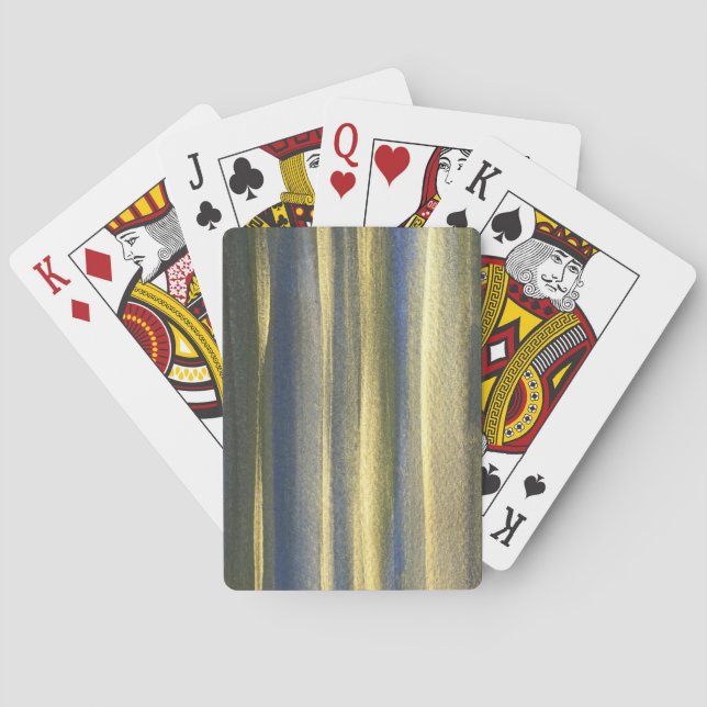 Gold Blue Lines Classic Playing Cards (Back)