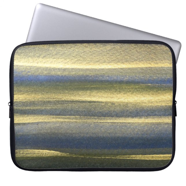 Gold Blue Lines Neoprene Laptop Sleeve 15" (Front)