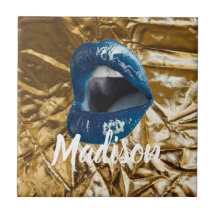 Gold Blue Lips Makeup Beauty Custom Personalized C