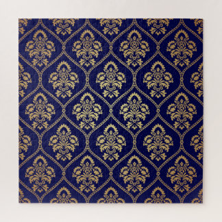 Gold & Blue: Luxury Damask Jigsaw Puzzle