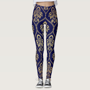 Gold & Blue: Luxury Damask Leggings