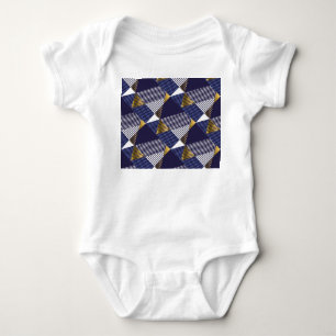 Gold Blue Luxury: Geometric Seamless Pattern Baby Bodysuit