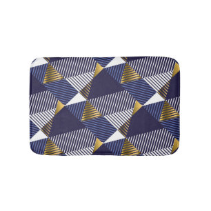 Gold Blue Luxury: Geometric Seamless Pattern Bath Mat