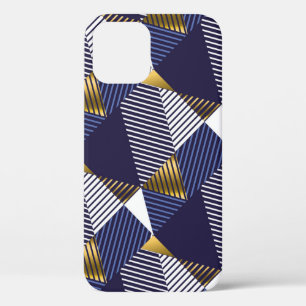 Gold Blue Luxury: Geometric Seamless Pattern iPhone 12 Case
