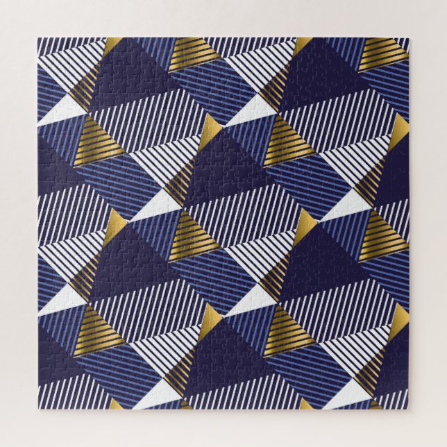 Gold Blue Luxury: Geometric Seamless Pattern Jigsaw Puzzle (Vertical)