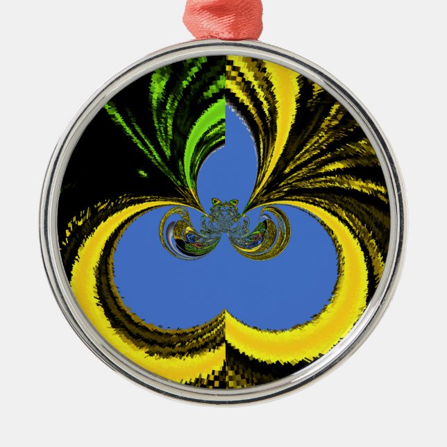 Gold Blue Metal Ornament (Front)