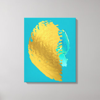 Gold Blue Modern Stretched Canvas Print