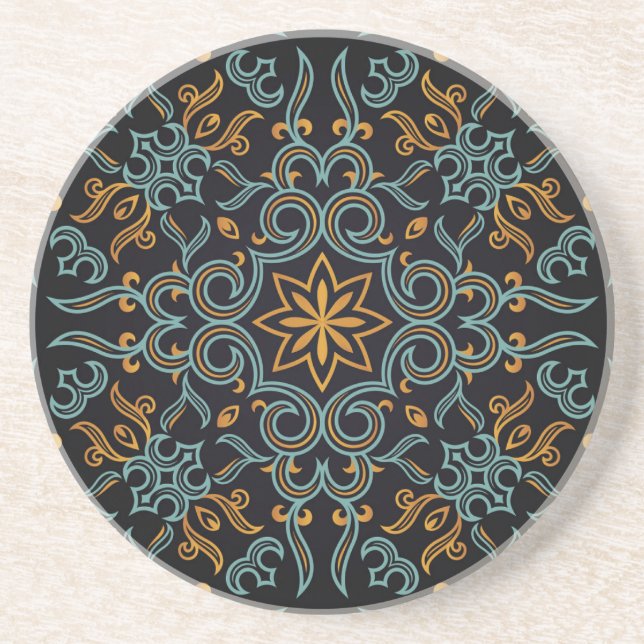 Gold & Blue: Ornamental Vintage Coaster (Front)