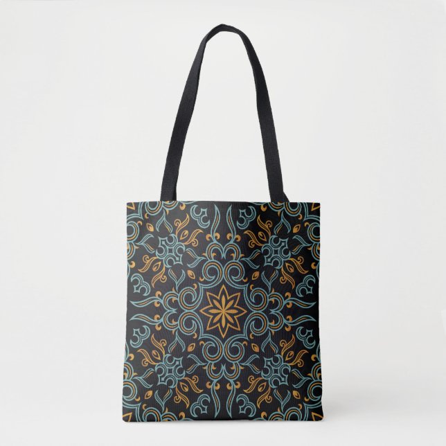 Gold & Blue: Ornamental Vintage Tote Bag (Front)