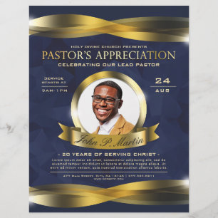 Gold & Blue Pastor's Appreciation Church Service Flyer