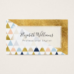 Gold Blue Peach Triangles Stylist Business Cards