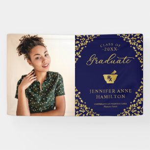 Gold Blue Pharmacy School Graduation Photo Banner