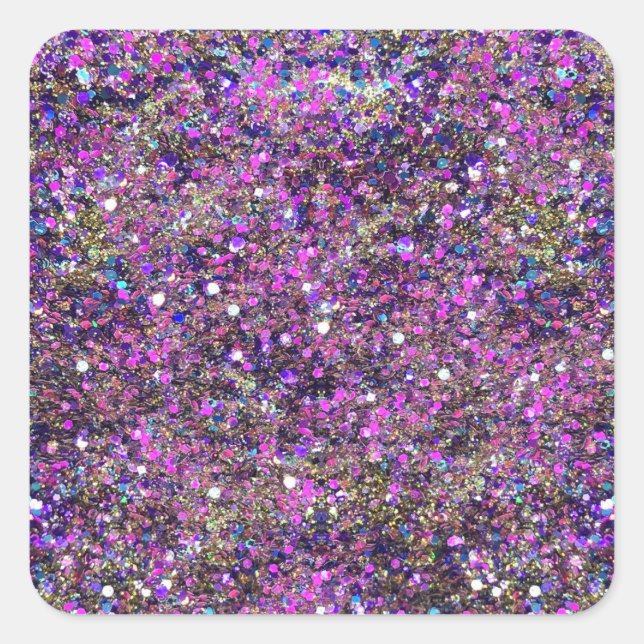 Gold Blue Pink Glitter Glamourous Blank Template Square Sticker (Front)