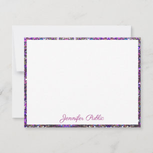 Gold Blue Pink Glitter Handwritten Script Elegant Card