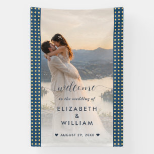 Gold & Blue Polka Dot Personalized wedding Banner
