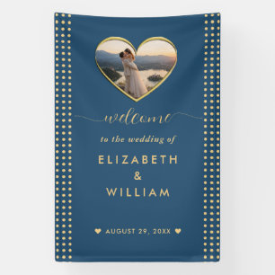 Gold & Blue Polka Dot Personalized wedding Banner