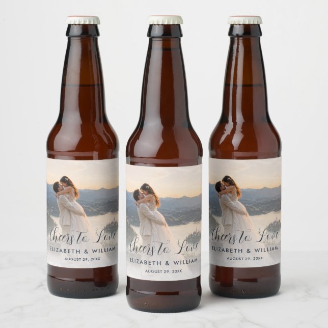 Gold & Blue Polka Dot Personalized wedding Beer Bottle Label (Bottles)