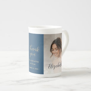 Gold & Blue Polka Dot Personalized wedding Bone China Mug