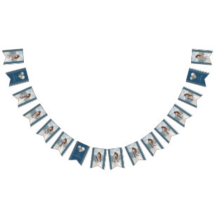 Gold & Blue Polka Dot Personalized wedding Bunting Flags