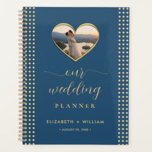 Gold & Blue Polka Dot Personalized wedding Planner