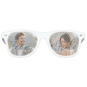 Gold & Blue Polka Dot Personalized wedding Retro Sunglasses