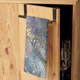 Gold Blue Purple Glitter Glam 1 Kitchen Towel