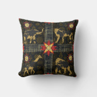 Gold Blue Red Safari World Map African Animals