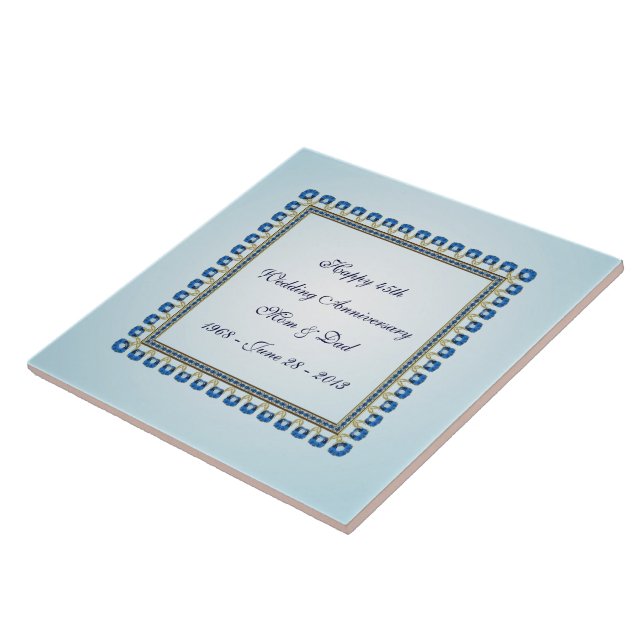Gold Blue Sapphire 45th Wedding Anniversary Tile (Side)