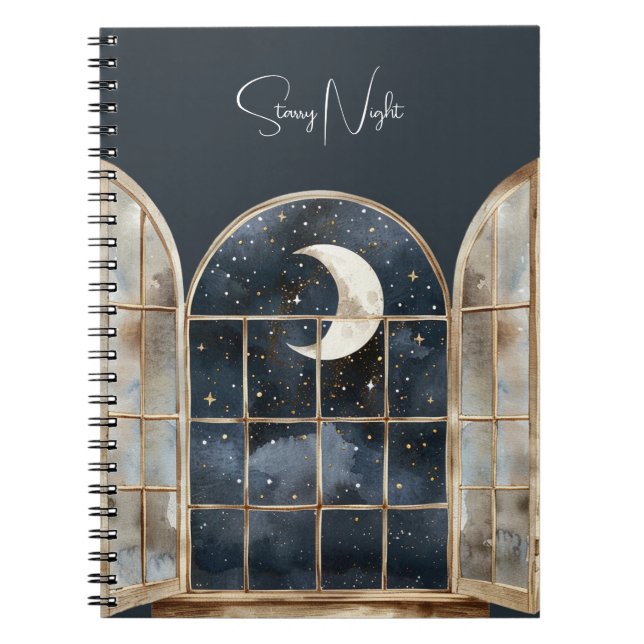 Gold Blue Silver Stars Notebook (Front)