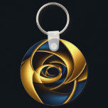gold blue spiral abstract vortex pattern luxury ge keychain<br><div class="desc">Add a touch of elegance and modern style to your space with this luxury gold and navy blue spiral abstract pattern. The flowing metallic ribbons create a hypnotic geometric vortex that brings depth, motion, and sophistication to any room. Perfect for modern interiors, this design blends rich royal blue with shimmering...</div>