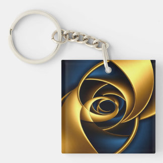 gold blue spiral abstract vortex pattern luxury ge keychain