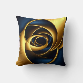 gold blue spiral abstract vortex pattern luxury ge throw pillow