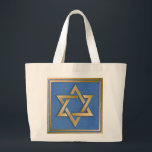 Gold Blue Star of David Art Panel Large Tote Bag<br><div class="desc">You are viewing The Lee Hiller Photography Art and Designs Collection of Home and Office Decor,  Apparel,  Gifts and Collectibles. The Designs include Lee Hiller Photography and Mixed Media Digital Art Collection. You can view her Nature photography at http://HikeOurPlanet.com/ and follow her hiking blog within Hot Springs National Park.</div>