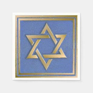 Gold Blue Star of David Art Panel Napkin