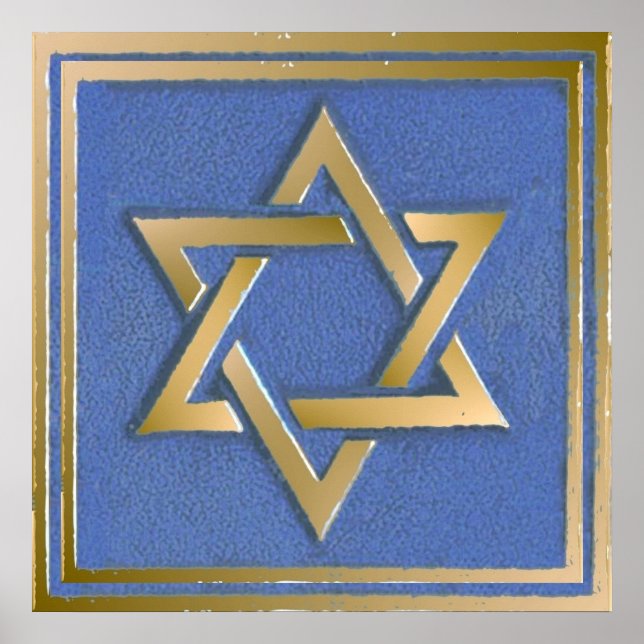 Gold Blue Star of David Art Panel Poster (Front)