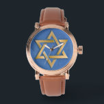 Gold Blue Star of David Art Panel Watch<br><div class="desc">You are viewing The Lee Hiller Photography Art and Designs Collection of Home and Office Decor, Apparel, Gifts and Collectibles. The Designs include Lee Hiller Photography and Mixed Media Digital Art Collection. You can view her Nature photography at http://HikeOurPlanet.com/ and follow her hiking blog within Hot Springs National Park.</div>
