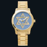 Gold Blue Star of David Art Panel Watch<br><div class="desc">You are viewing The Lee Hiller Photography Art and Designs Collection of Home and Office Decor, Apparel, Gifts and Collectibles. The Designs include Lee Hiller Photography and Mixed Media Digital Art Collection. You can view her Nature photography at http://HikeOurPlanet.com/ and follow her hiking blog within Hot Springs National Park.</div>