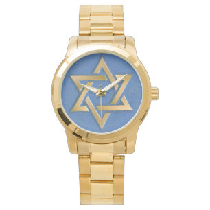Gold Blue Star of David Art Panel   Watch