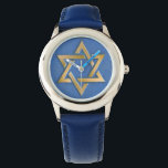 Gold Blue Star of David Art Panel Watch<br><div class="desc">You are viewing The Lee Hiller Photography Art and Designs Collection of Home and Office Decor, Apparel, Gifts and Collectibles. The Designs include Lee Hiller Photography and Mixed Media Digital Art Collection. You can view her Nature photography at http://HikeOurPlanet.com/ and follow her hiking blog within Hot Springs National Park.</div>
