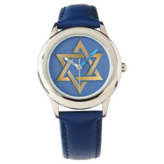 Gold Blue Star of David Art Panel Watch