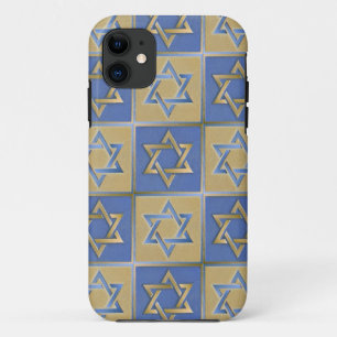 Gold Blue Star of David Art Panels iPhone 11 Case