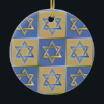 Gold Blue Star of David Art Panels Ceramic Ornament<br><div class="desc">You are viewing The Lee Hiller Designs Collection of Home and Office Decor,  Apparel,  Gifts and Collectibles. The Designs include Lee Hiller Photography and Mixed Media Digital Art Collection. You can view her Nature photography at http://HikeOurPlanet.com/ and follow her hiking blog within Hot Springs National Park.</div>