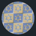 Gold Blue Star of David Art Panels Classic Round Sticker<br><div class="desc">You are viewing The Lee Hiller Designs Collection of Home and Office Decor,  Apparel,  Gifts and Collectibles. The Designs include Lee Hiller Photography and Mixed Media Digital Art Collection. You can view her Nature photography at http://HikeOurPlanet.com/ and follow her hiking blog within Hot Springs National Park.</div>