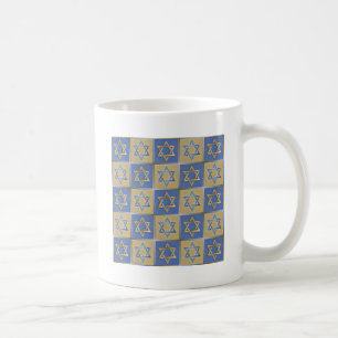 Gold Blue Star of David Art Panels Coffee Mug