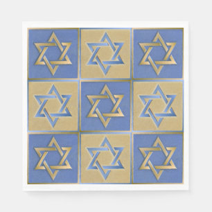 Gold Blue Star of David Art Panels Napkin