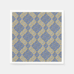 Gold Blue Star of David Art Panels Napkin