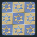 Gold Blue Star of David Art Panels Square Sticker<br><div class="desc">You are viewing The Lee Hiller Photography Art and Designs Collection of Home and Office Decor,  Apparel,  Gifts and Collectibles. The Designs include Lee Hiller Photography and Mixed Media Digital Art Collection. You can view her Nature photography at http://HikeOurPlanet.com/ and follow her hiking blog within Hot Springs National Park.</div>