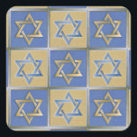 Gold Blue Star of David Art Panels Square Sticker<br><div class="desc">You are viewing The Lee Hiller Designs Collection of Home and Office Decor,  Apparel,  Gifts and Collectibles. The Designs include Lee Hiller Photography and Mixed Media Digital Art Collection. You can view her Nature photography at http://HikeOurPlanet.com/ and follow her hiking blog within Hot Springs National Park.</div>