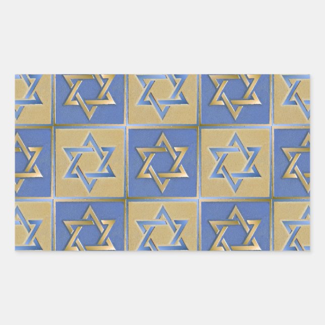 Gold Blue Star of David Art Panels Sticker (Front)