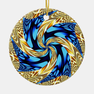 Gold Blue Swirl Christmas Ornament